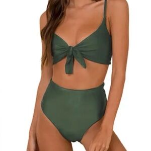 Olive Green Women's Bikini Set, Blooming Jelly